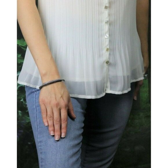 Sterling Silver Cuff Bracelet Rope Design 6 1/2 inch - Picture 3 of 7